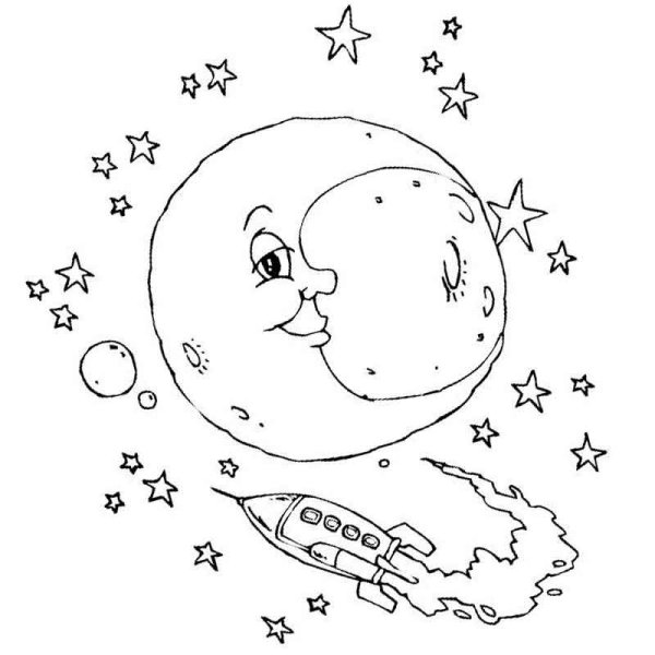 Луна раскраска