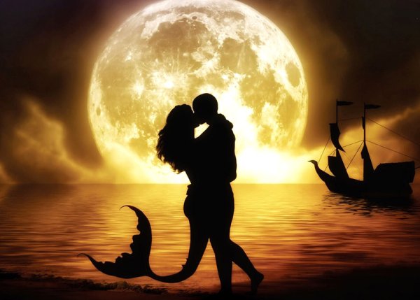 Влюбленные на фоне Луны