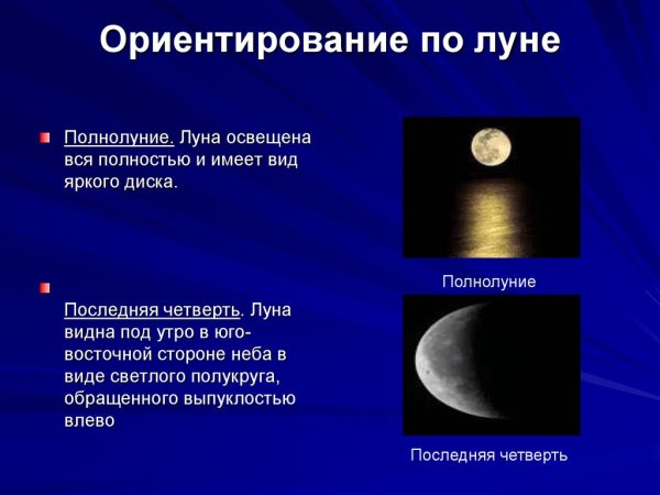 Ориентирование на местности по Луне и звездам