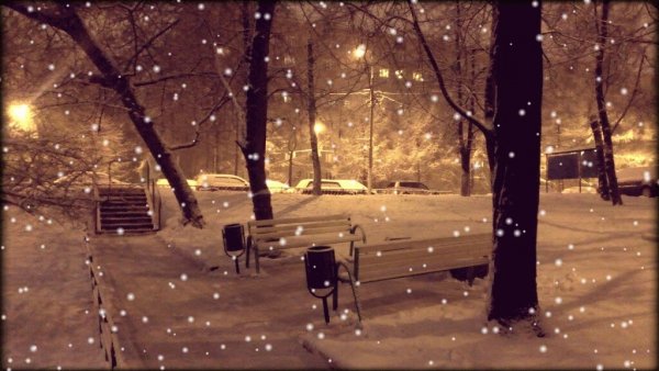Снег в городе анимация