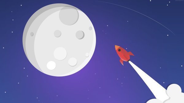 Ракета на фоне Луны