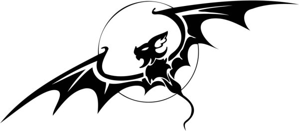 Летучая мышь на фоне Луны рисунок