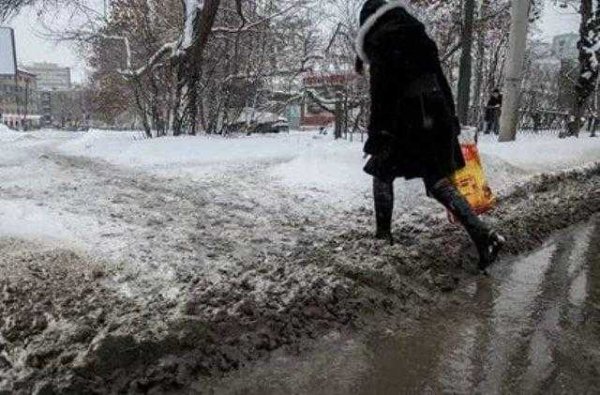 Снежная слякоть грязь