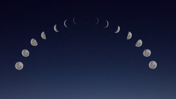 Движение Луны по небу за ночь