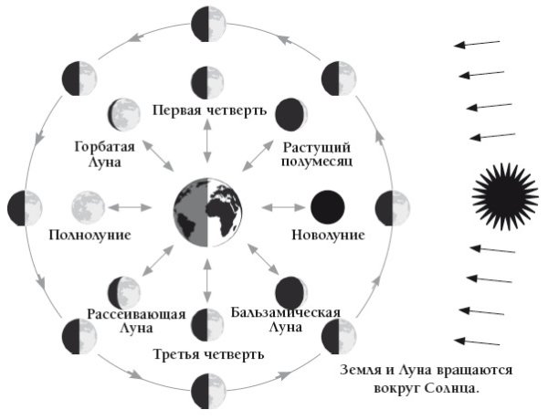 Фазы убывающей Луны схема