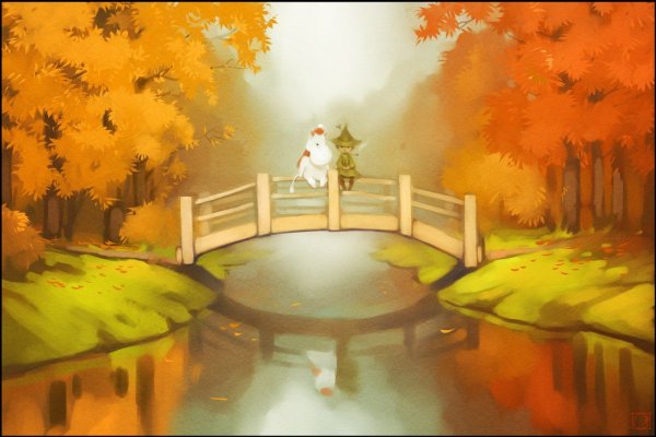 Осень пейзаж мультяшный