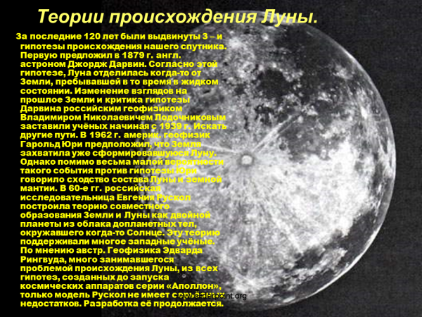 Основные теории происхождения Луны