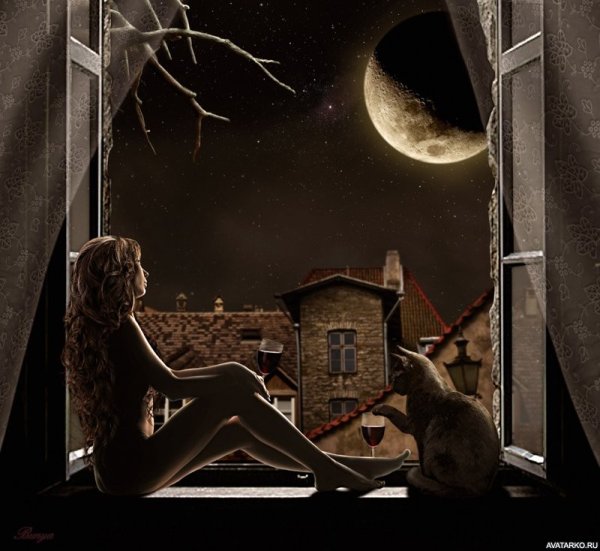 Ночь тишина Луна в окне