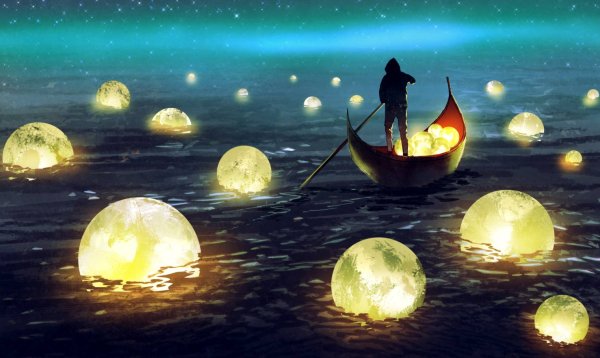 Луна лодка люди