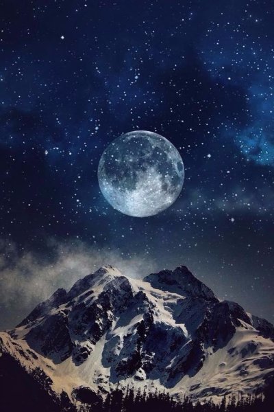 Ночь Луна горы