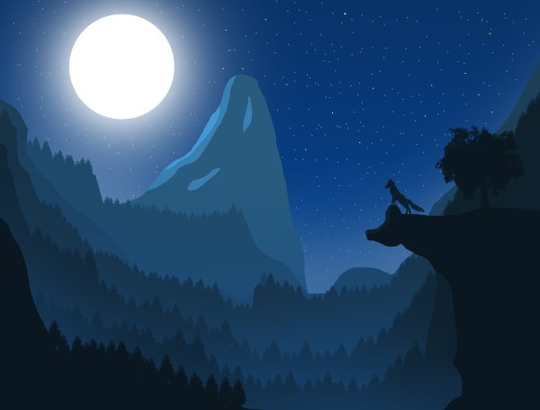 Ночь Луна горы