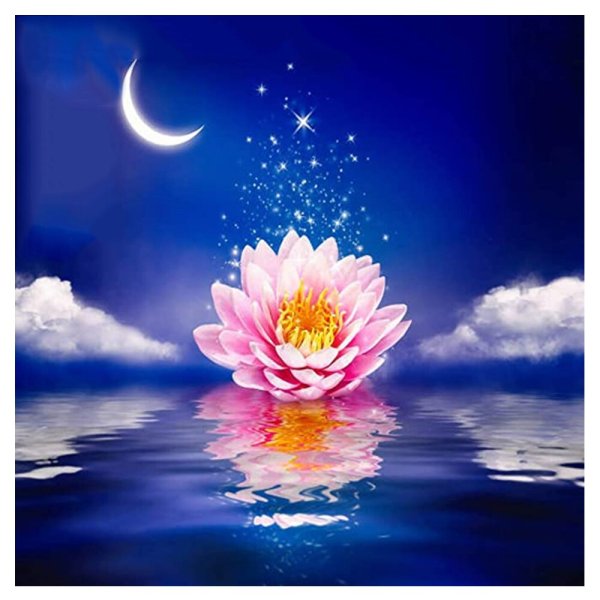 Лотос на воде с луной