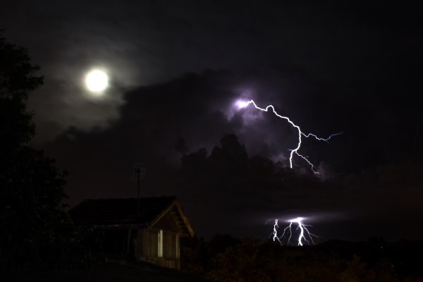Ночная гроза в деревне