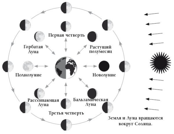Фазы убывающей Луны схема