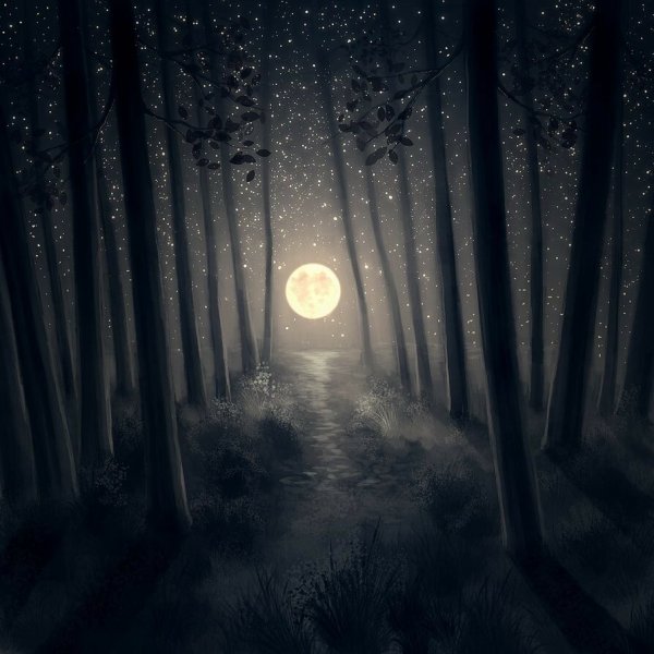 Лунная ночь в лесу