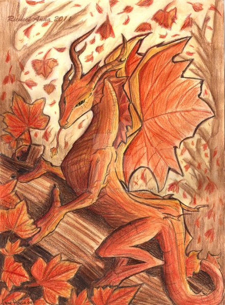 Дракон из осенних листьев