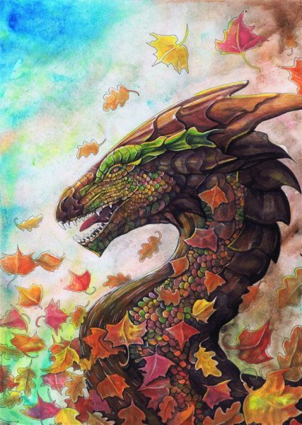Дракон осень арт