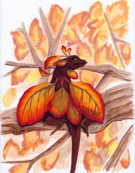 Осенний дракон арт простой