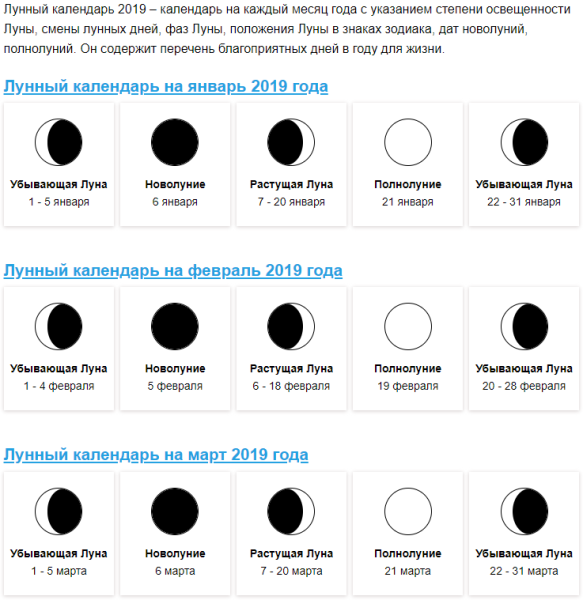 Лунный календарь на 2021 год фазы
