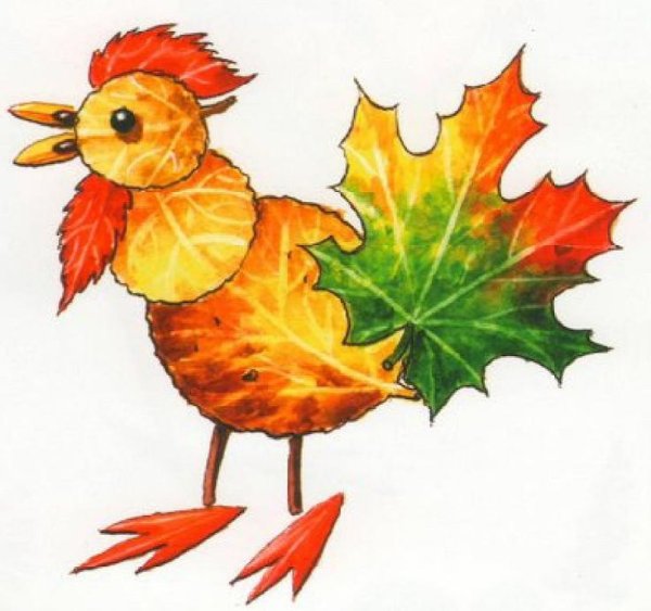 Аппликация из осенних листьев