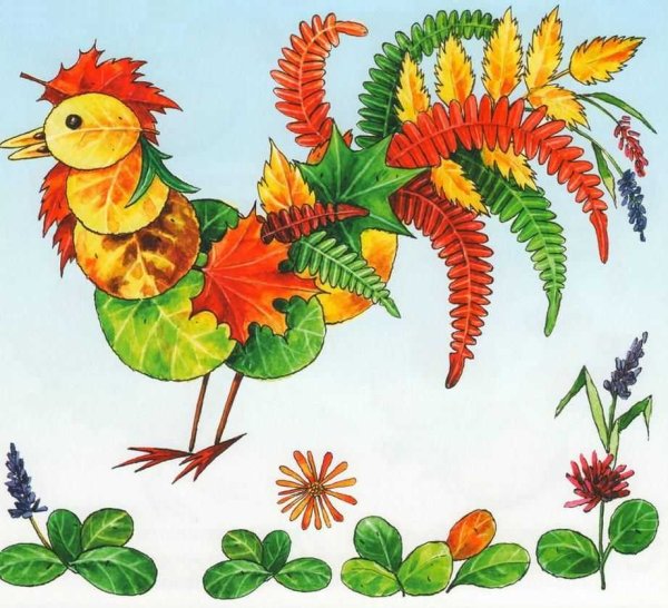 Аппликация из осенних листьев