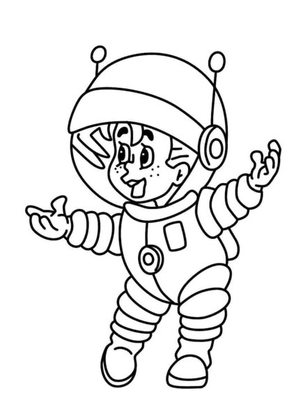 Раскраска Незнайка на Луне в скафандре