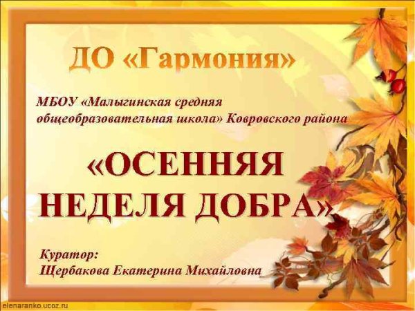Акция осенняя неделя добра в школе