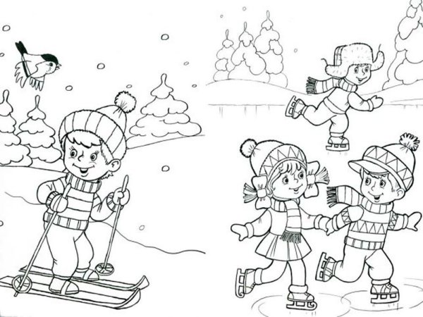 Раскраски на зимнюю тему для детей дошкольного возраста