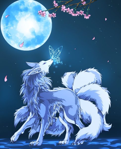 Кицунэ белая Девятихвостая лиса