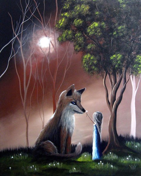 Сказочный лес с лисой