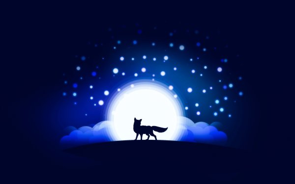 Лисичка на фоне Луны