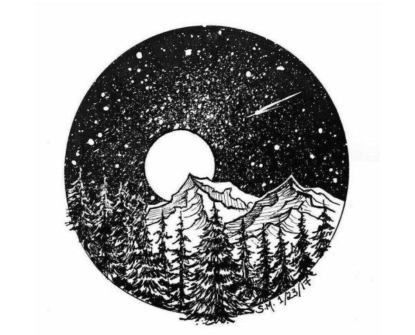 Космос и горы эскиз