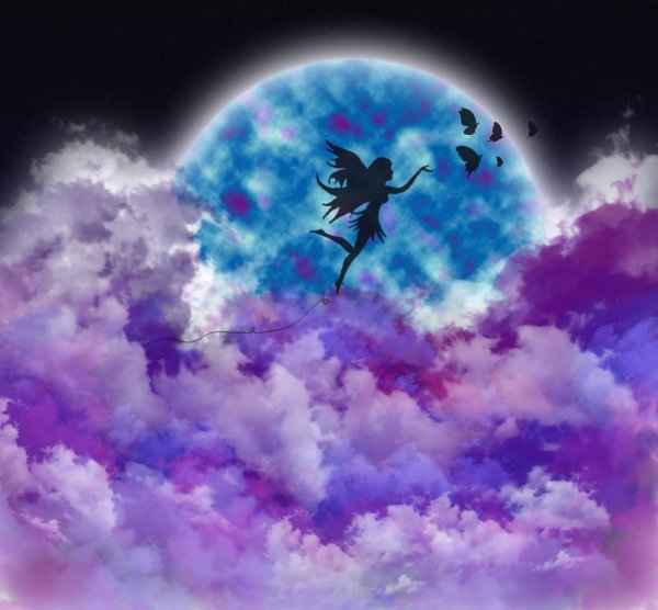 Бабочка на фоне Луны