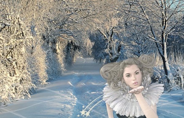 Девушка на зимнем пейзаже