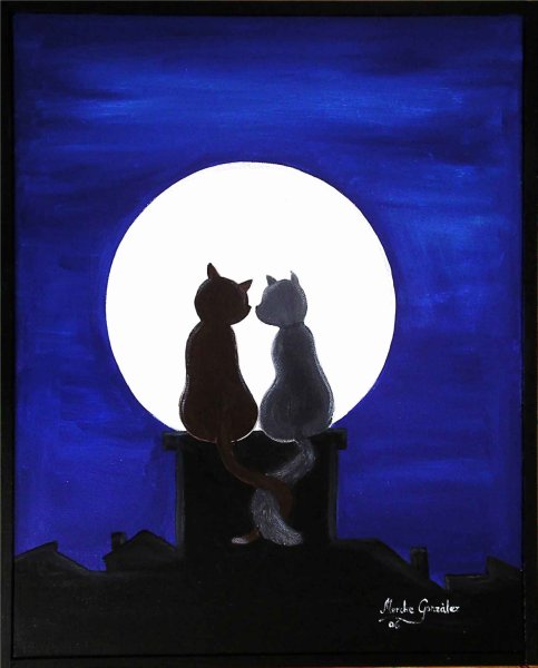 Влюбленные коты на крыше