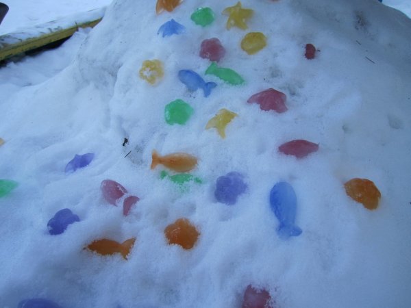 Украшение участка цветными льдинками