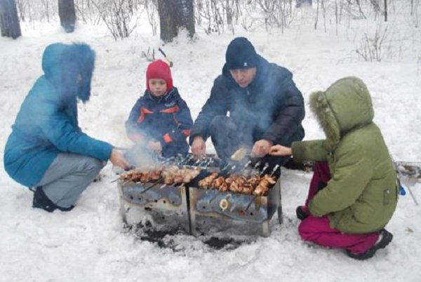 Зимний шашлык на природе