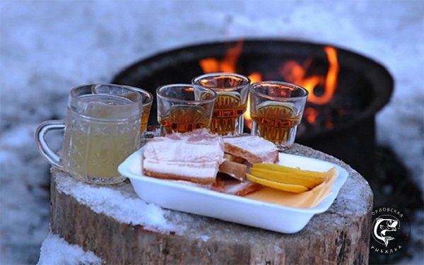 Застолье на природе зимой