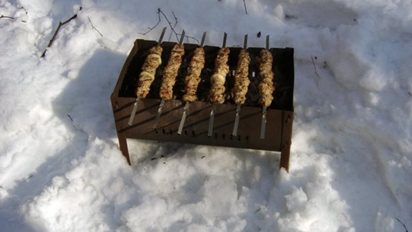 Шашлык зимой в лесу