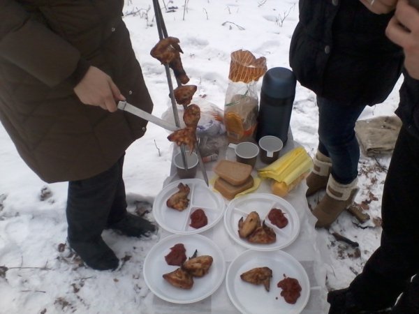 Зимний шашлык на природе