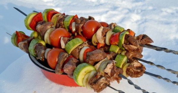 Овощи на мангале зимой