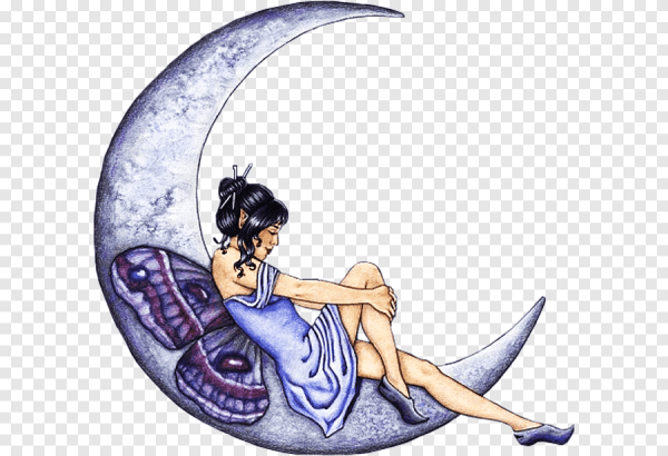 Фея сидит на месяце