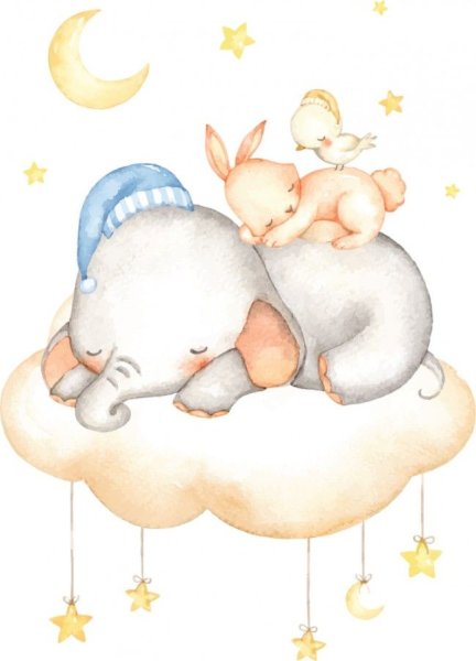 Спящий зайчик на облаке