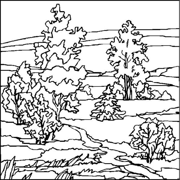 Рисунки для раскрашивания пейзажи