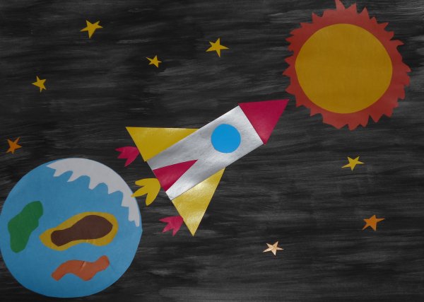 Аппликация полет на луну в подготовительной