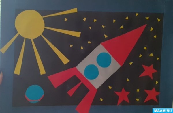 Аппликация «полет на луну» т.с.Комарова, с.88 подготовительная