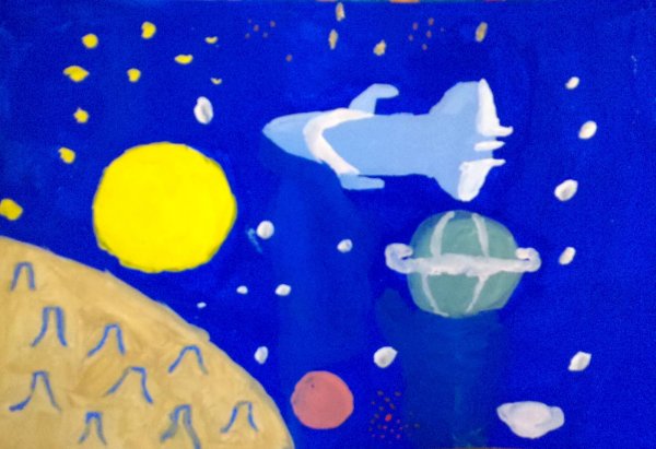 Рисование полет на луну