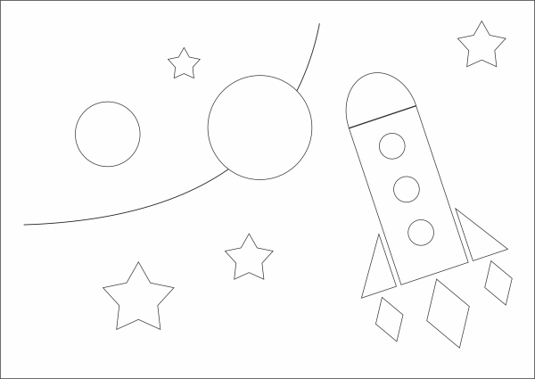 Аппликация ракета из геометрических фигур