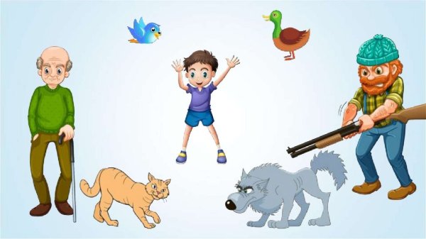 Герои симфонической сказки Петя и волк