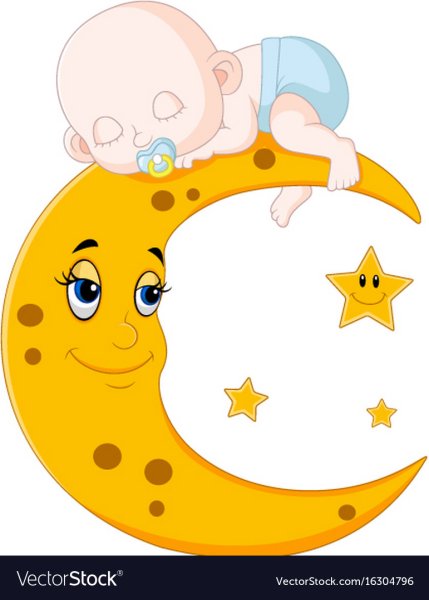 Ребенок спит на Луне